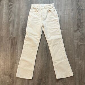 La Ligne Sz 23 Meredith Off White Cream High Rise Cropped Flare‎ Leg Denim Jean